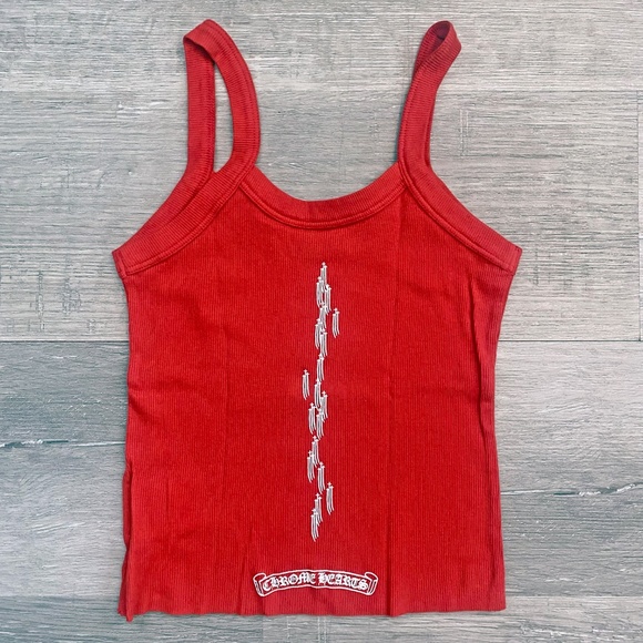 Red Chrome Hearts Bella Hadid Cropped Tank Crop Top - Picture 2 of 7